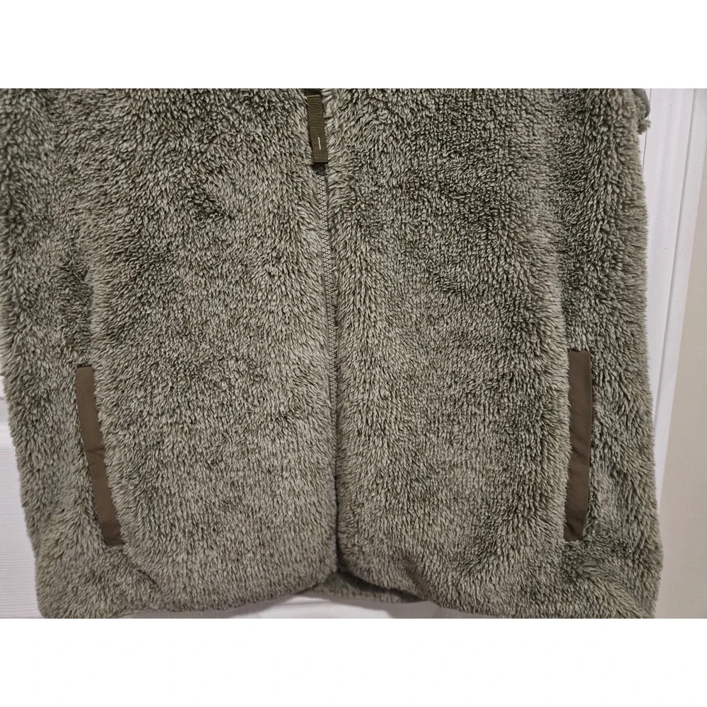 VTG L.L Bean Mens Mountain Pile Sherpa Fleece Vest Size M Olive‎ Green Full Zip